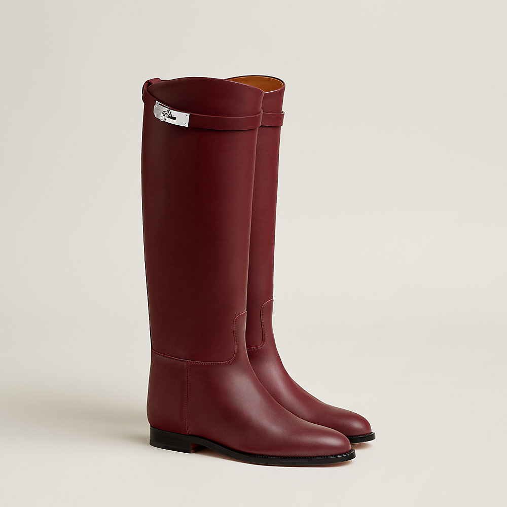 Bottes Tout Cuir Vintage Gris Rouge Années 80 - Vieux Stock Neuf Taille 35